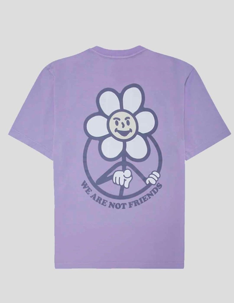 T-shirt NON SIAMO FRIENDI logo margherite tee viola pioggia